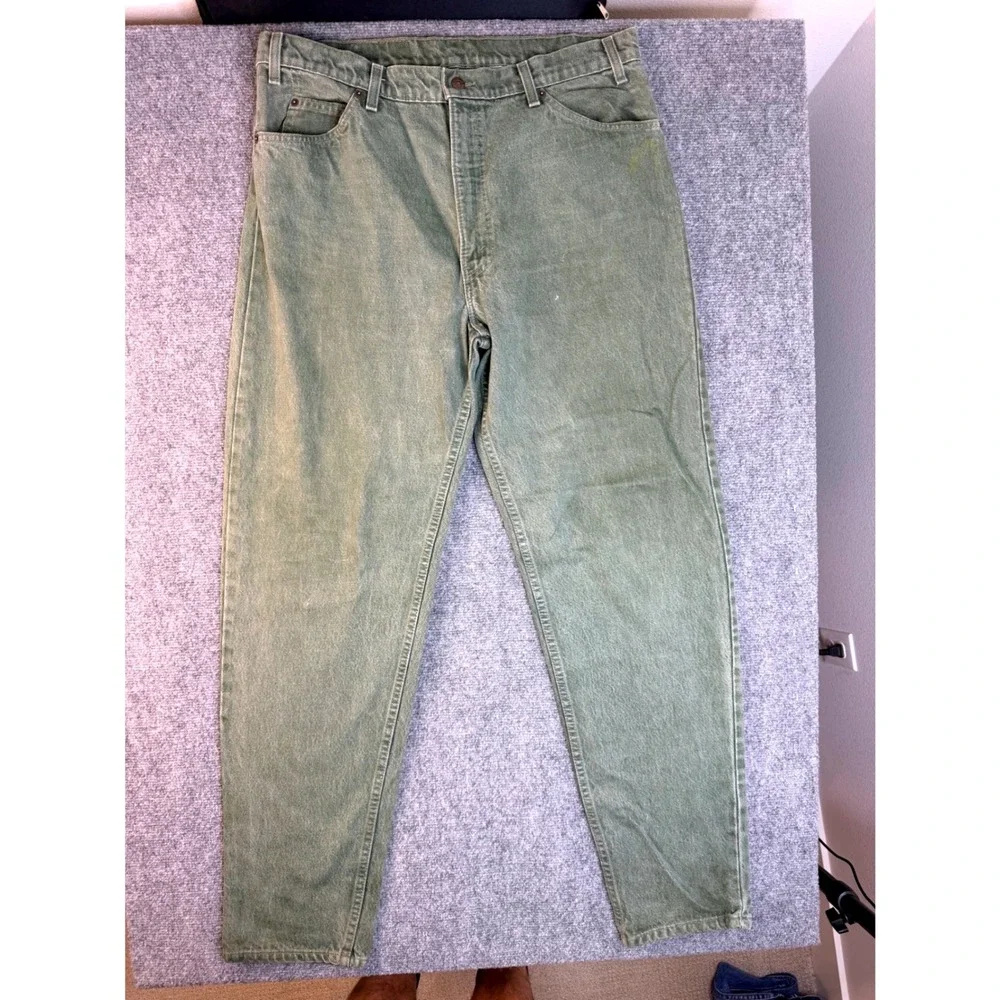 Vintage Levis 550 Orange Tab Green Jeans 38x34 USA Made 90s Relaxed Fit Denim‎